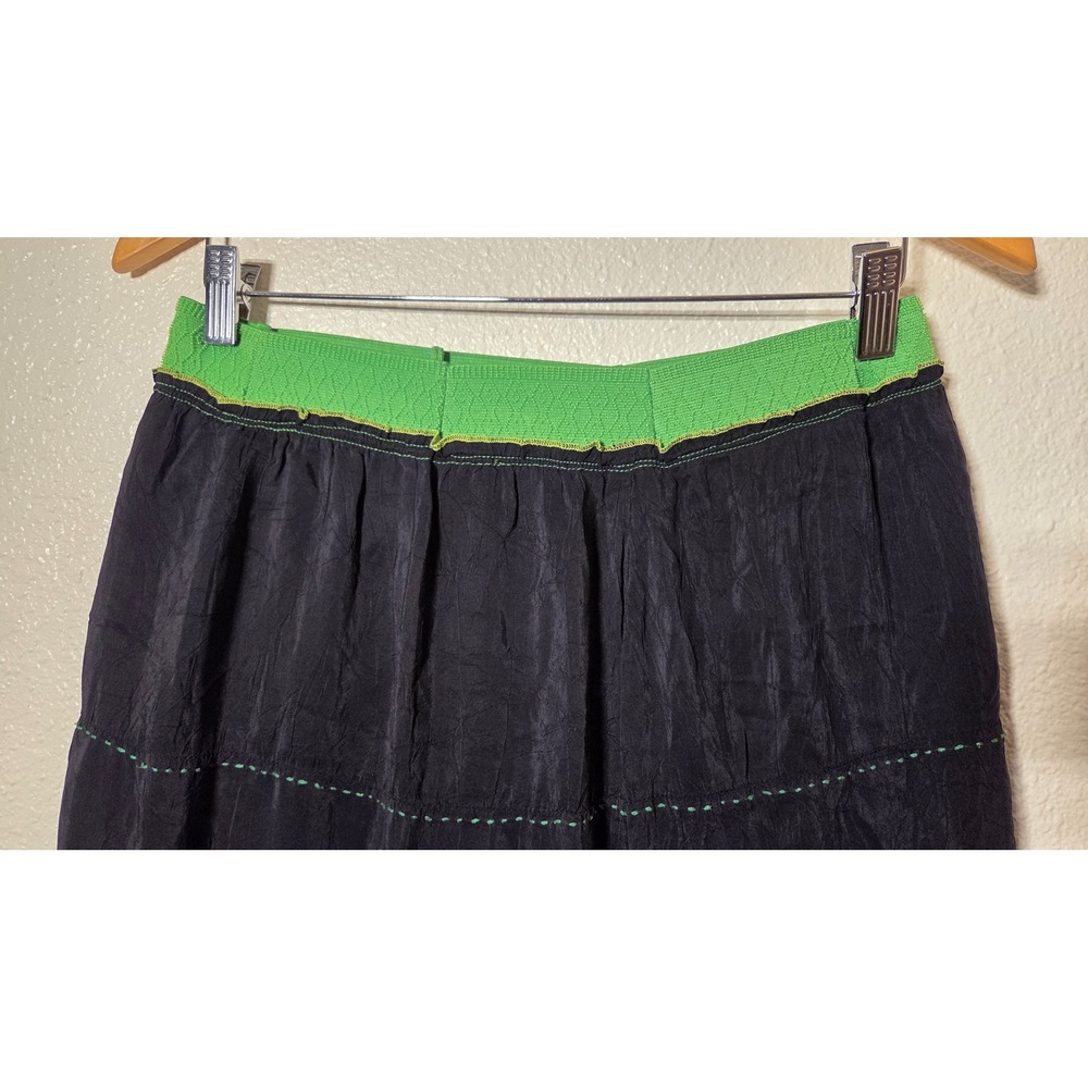 Johnny Was Embroidered Floral‎ Rayon Skirt Black Boho Stretch Waist Small Y2K - Picture 6 of 7